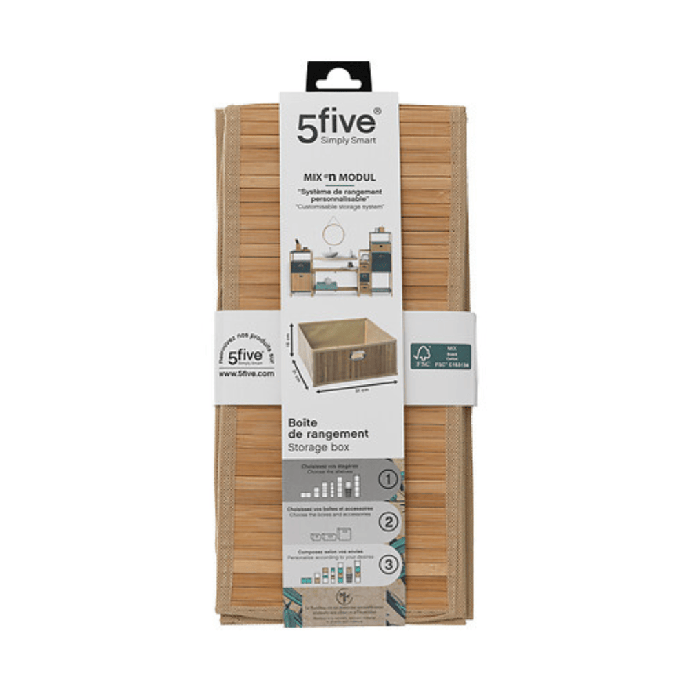 Alpha 55 Panier de Rangement 31 x 15 cm en Bambou Naturel