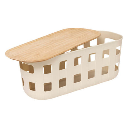 Alpha 55 Panier de rangement avec couvercle en bambou