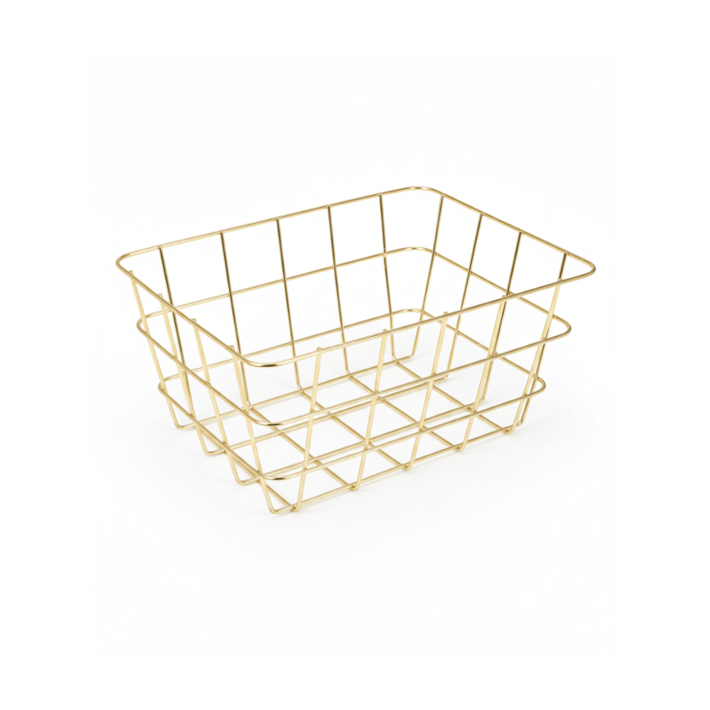Alpha 55 Panier de rangement en métal doré élégant