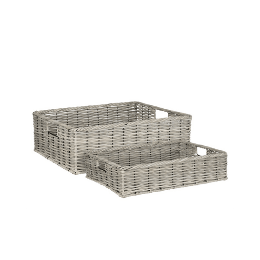 Alpha 55 Panier rectangulaire rotin plastique gris avec anses