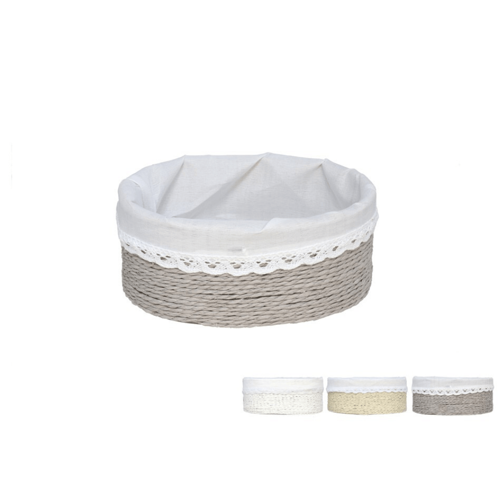 Alpha 55 Panier rond tressé avec doublure – Rangement déco