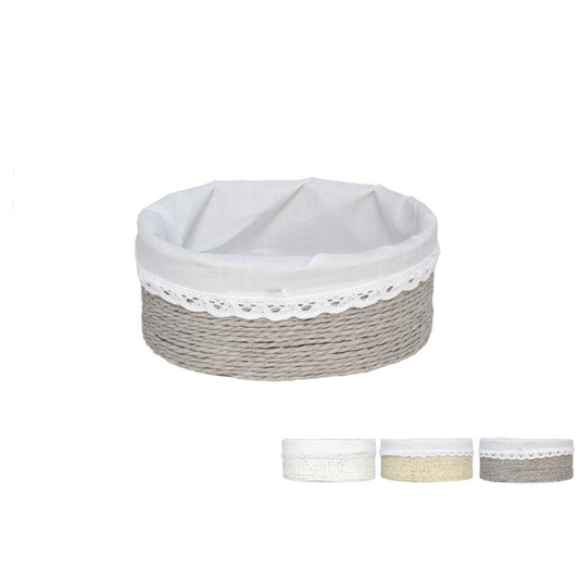 Alpha 55 Panier rond tressé avec doublure – Rangement déco