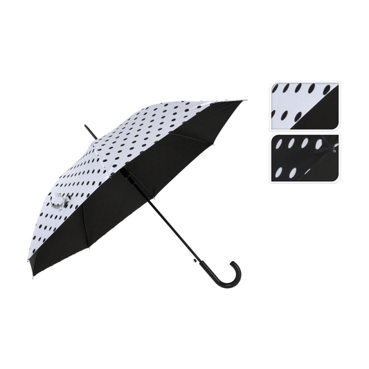 Alpha 55 Parapluie à pois noir et blanc élégant