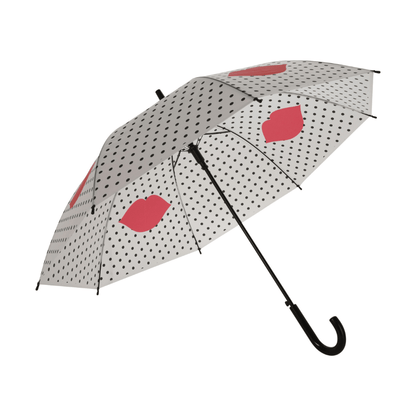 Alpha 55 Parapluie imprimé pois rayures lèvres rouges