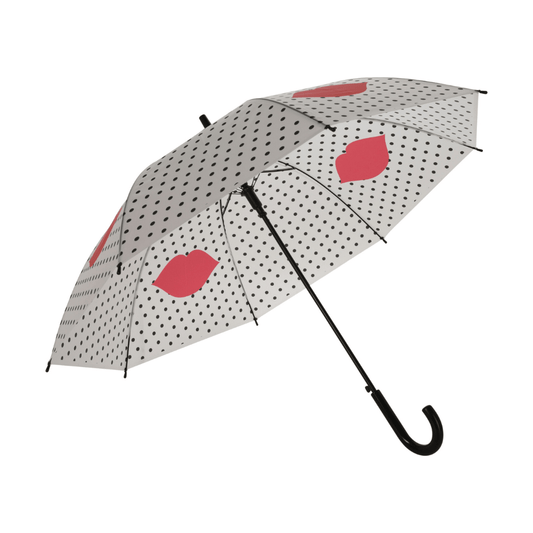 Alpha 55 Parapluie imprimé pois rayures lèvres rouges