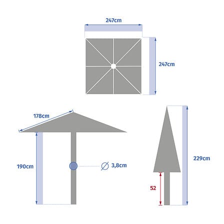 Alpha 55 Parasol droit Soya Ø229 cm Blé