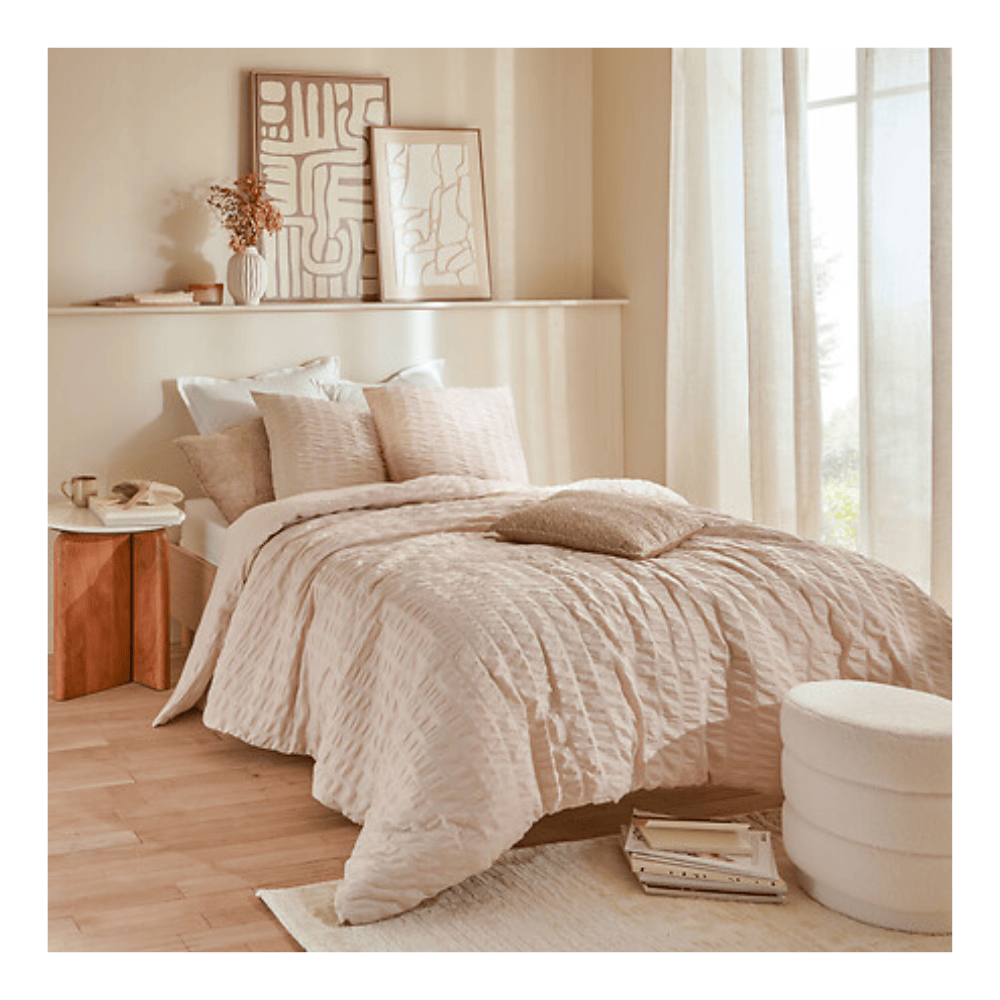 Alpha 55 Parure de Lit Irhia 240 x 220 cm Seersucker Beige