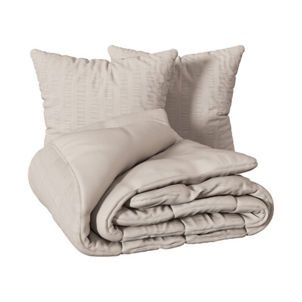 Alpha 55 Parure de Lit Irhia 240 x 220 cm Seersucker Beige