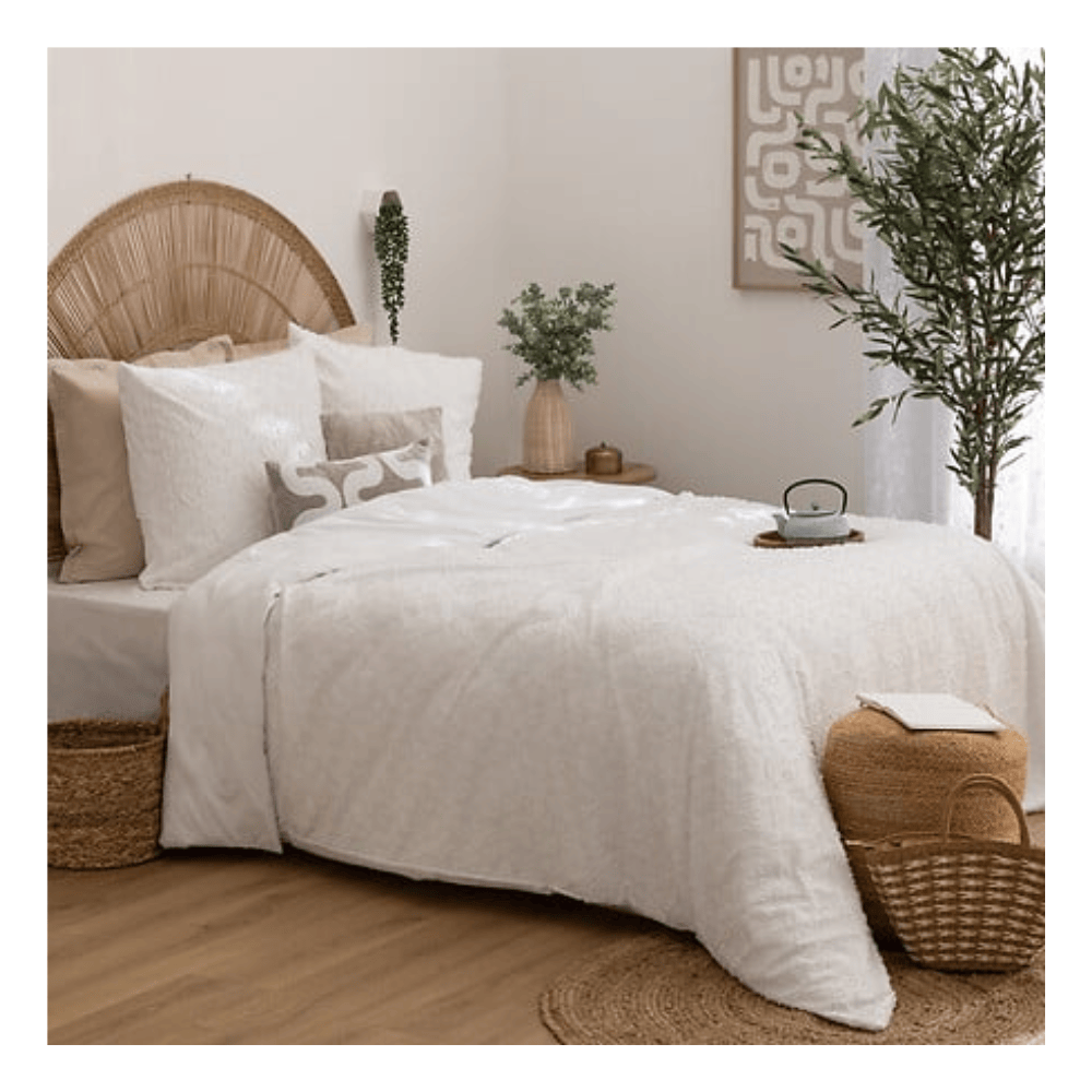Alpha 55 Parure de Lit Jacquard Edie 240 x 220 cm Blanc