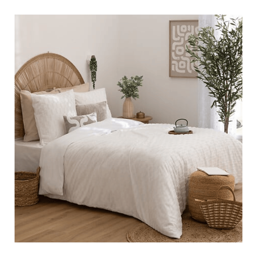 Alpha 55 Parure de Lit Jacquard Edie 240 x 220 cm Blanc