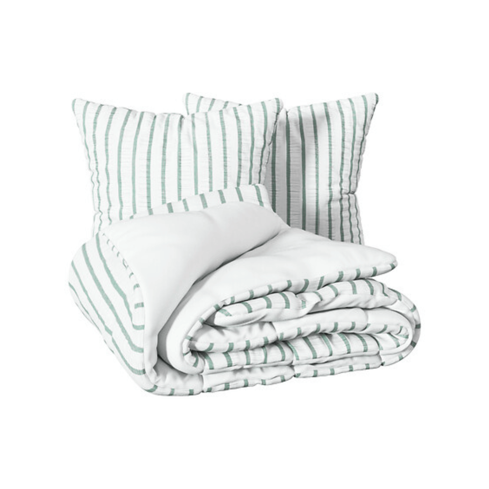 Alpha 55 Parure de Lit Stripes 240 x 220 cm Seersucker Céladon