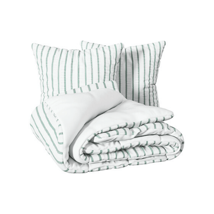 Alpha 55 Parure de Lit Stripes 240 x 220 cm Seersucker Céladon