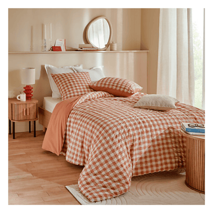 Alpha 55 Parure de Lit Vichy 240 x 220 cm Seersucker Imprimé