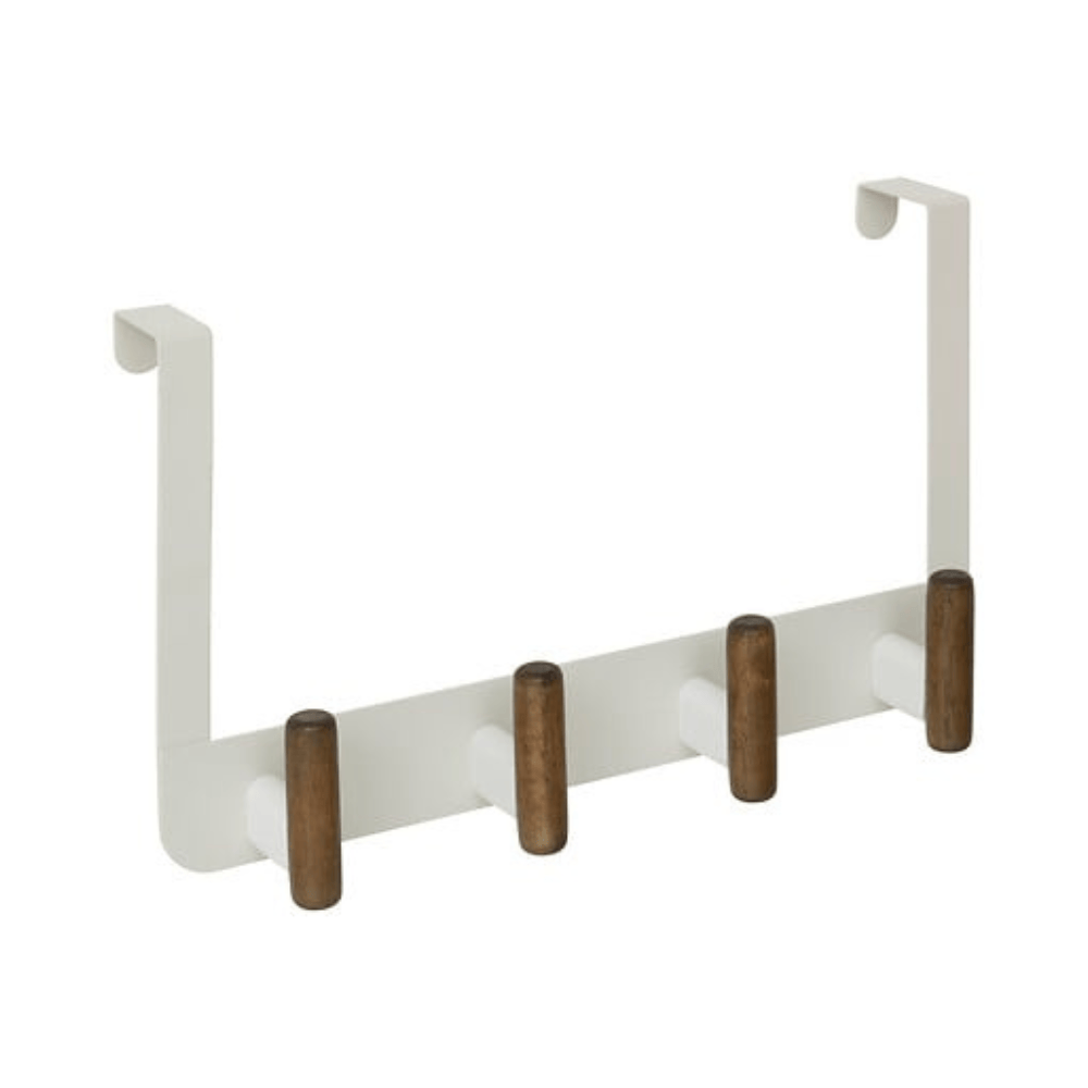 Alpha 55 Patère porte Cassie 4 tiges en bois métal beige