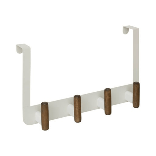 Alpha 55 Patère porte Cassie 4 tiges en bois métal beige
