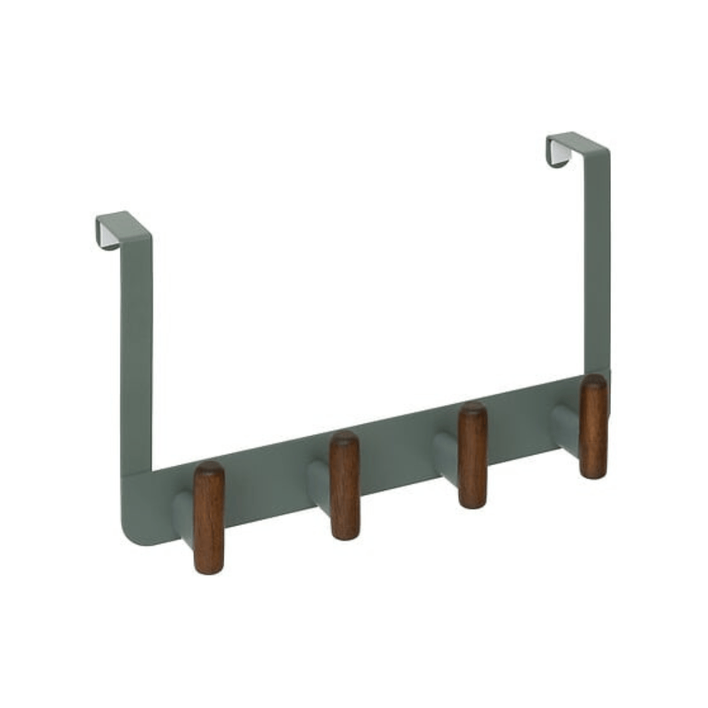 Alpha 55 Patère porte Cassie 4 tiges en bois métal vert foncé