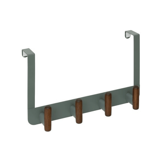 Alpha 55 Patère porte Cassie 4 tiges en bois métal vert foncé