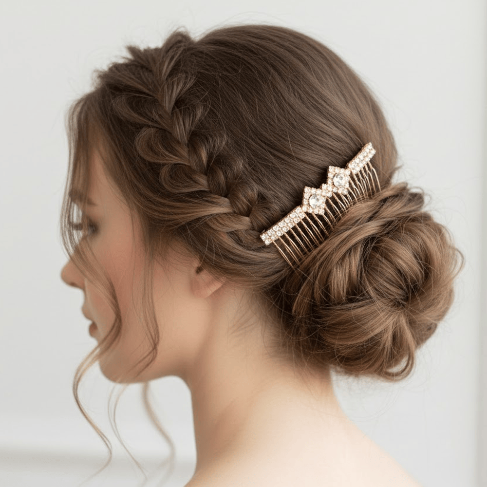 Alpha 55 Peigne strass doré – Accessoire cheveux chic