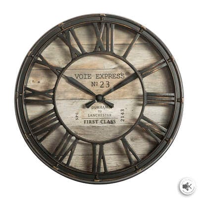 Pendule murale marron rétro et vintage D 21 cm