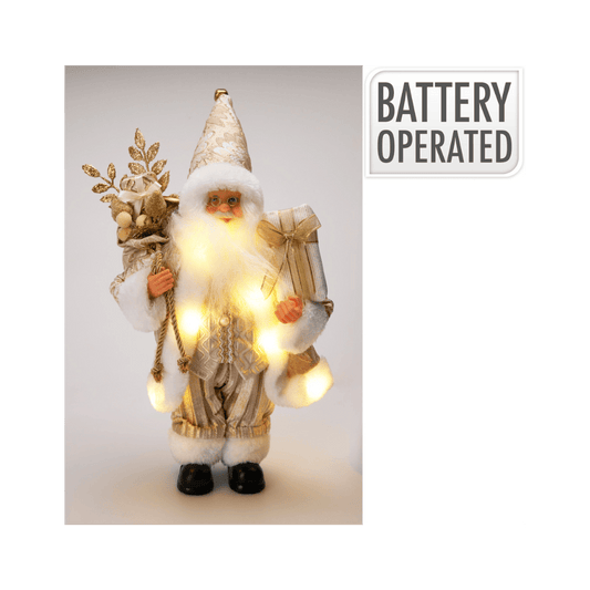 Alpha 55 Père-Noël Debout LED avec Cadeaux Or – Déco Lumineuse