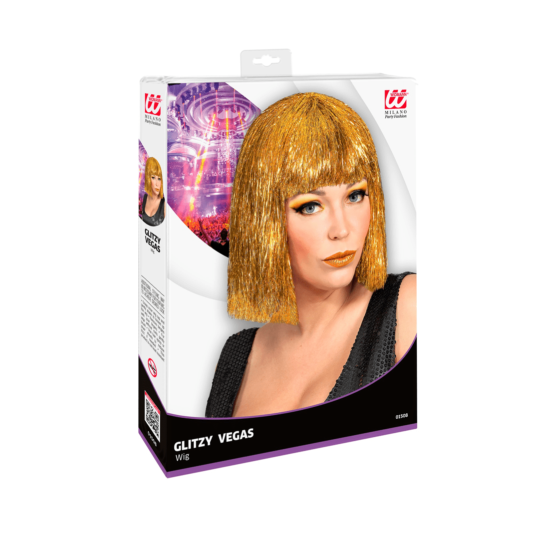 Alpha 55 Perruque adulte, Glitzy Vegas doré
