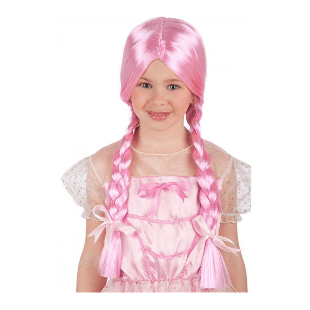 Alpha 55 Perruque Enfant à Nattes Roses – Accessoire Halloween