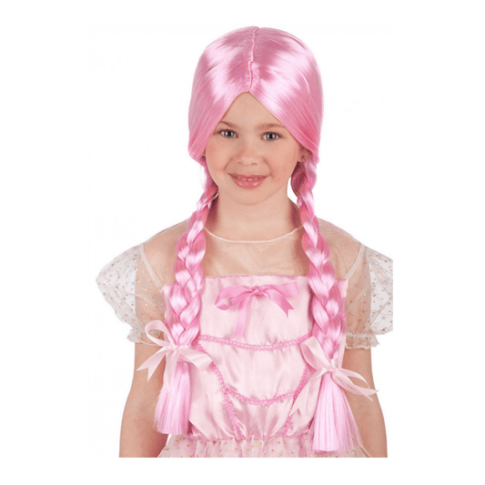 Alpha 55 Perruque Enfant à Nattes Roses – Accessoire Halloween