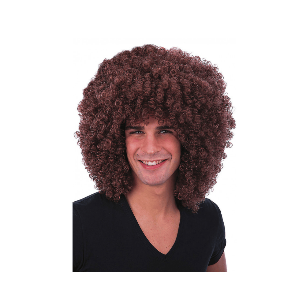 Alpha 55 Perruque Frisée Châtain 190 g – Accessoire Déguisement