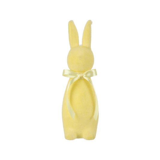 Alpha 55 Petit Lapin debout nœud satin jaune – Déco Pâques
