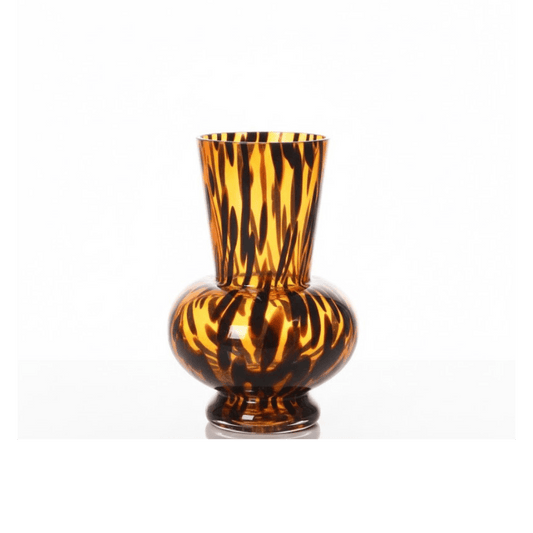 Alpha 55 Petit Vase Amphore en Verre Ambre & Noir – Élégance Moderne