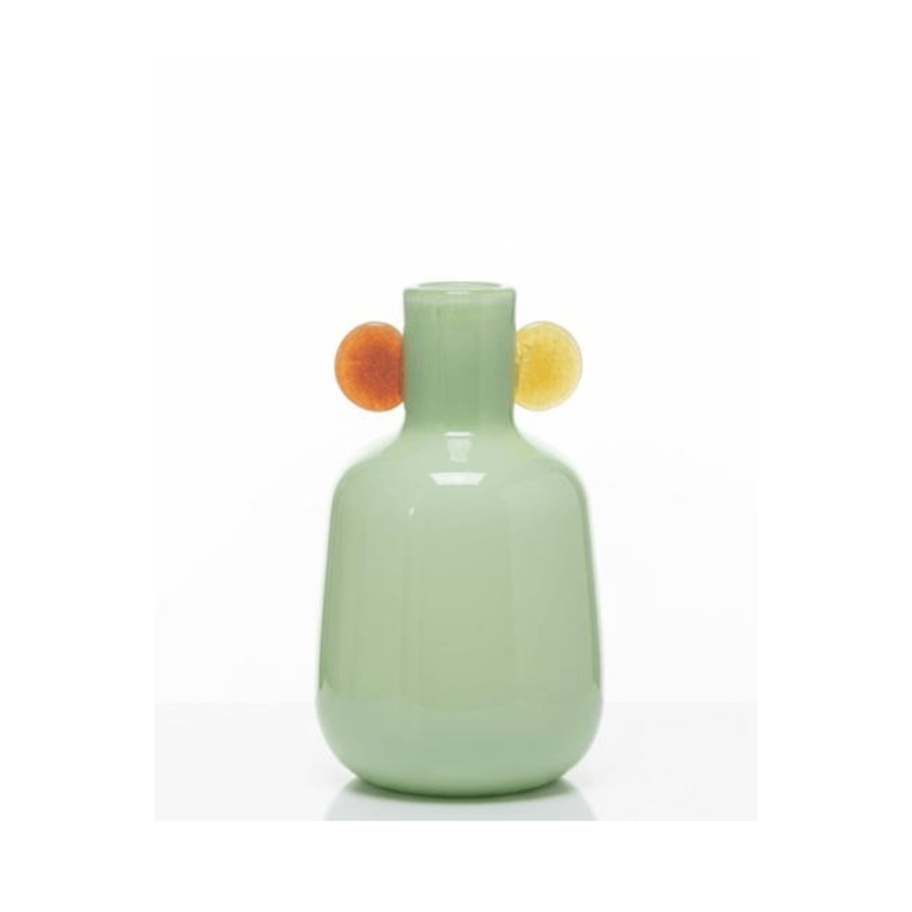 Alpha 55 Petit Vase Bulbeux en Verre Vert Pastel – Col Étroit Élégant