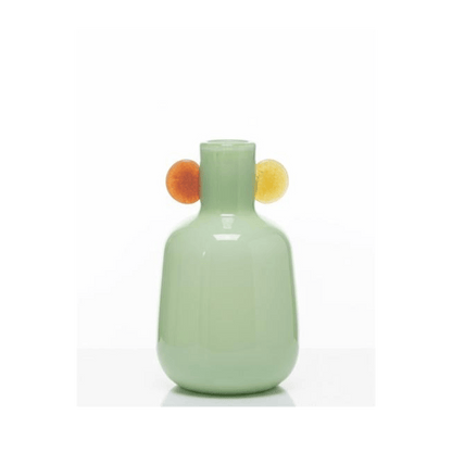 Alpha 55 Petit Vase Bulbeux en Verre Vert Pastel – Col Étroit Élégant