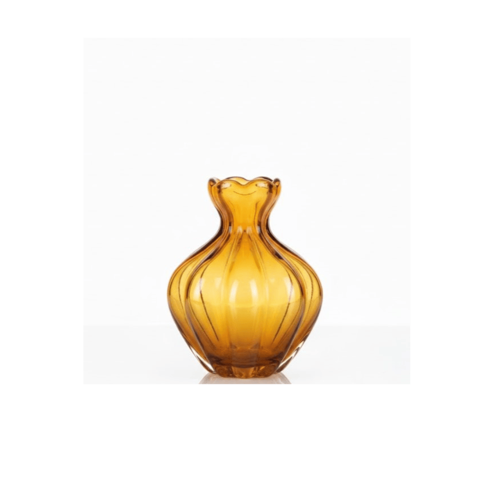 Alpha 55 Petit Vase Citrouille en Verre Ambre – Chic & Décoratif