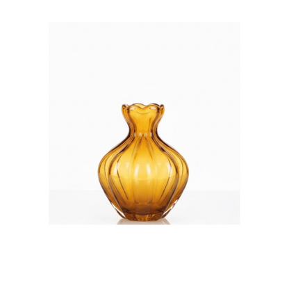 Alpha 55 Petit Vase Citrouille en Verre Ambre – Chic & Décoratif