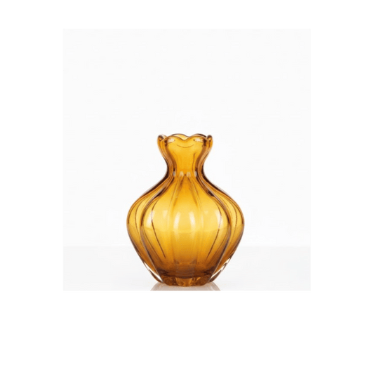 Alpha 55 Petit Vase Citrouille en Verre Ambre – Chic & Décoratif
