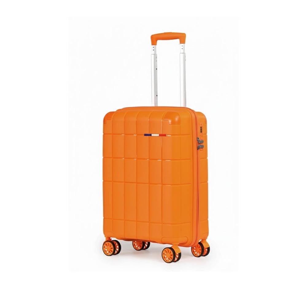 Alpha 55 Petite Trolley 8 Roues Coque Quadrillée Orange – Design & Robustesse