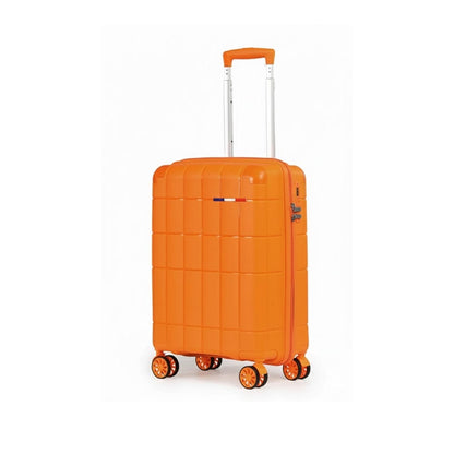 Alpha 55 Petite Trolley 8 Roues Coque Quadrillée Orange – Design & Robustesse