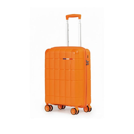 Alpha 55 Petite Trolley 8 Roues Coque Quadrillée Orange – Design & Robustesse