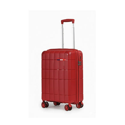Alpha 55 Petite Trolley 8 Roues Coque Quadrillée Rouge – Style & Sécurité