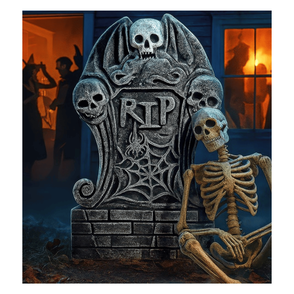 Alpha 55 Pierre Tombale RIP avec Crânes 34 x 59 cm – Halloween