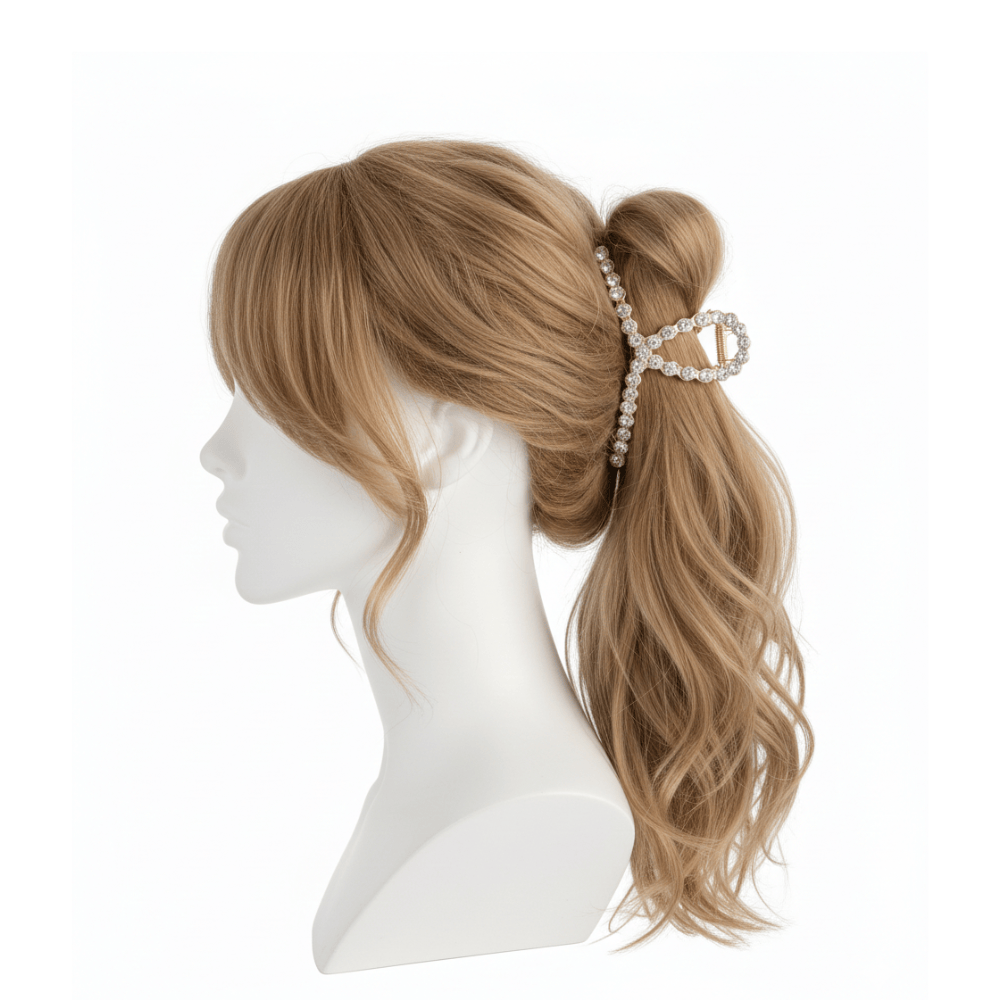 Alpha 55 Pince en métal strass doré – Accessoire cheveux élégant