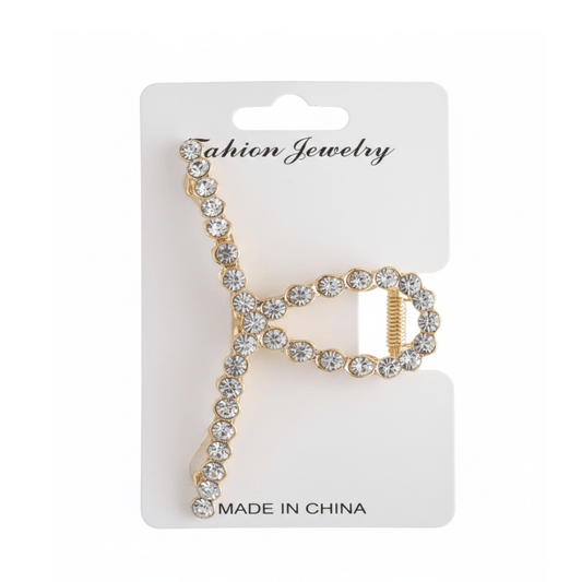Alpha 55 Pince en métal strass doré – Accessoire cheveux élégant