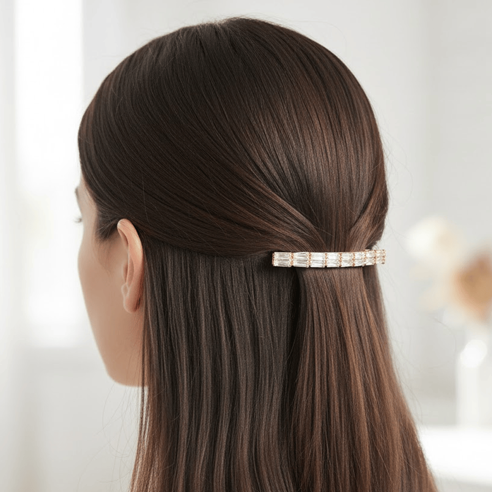 Alpha 55 Pince plate strass fine – Accessoire cheveux élégant