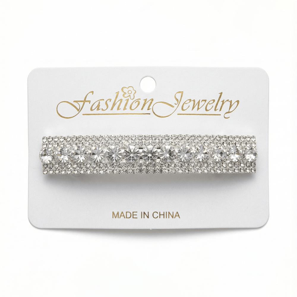 Alpha 55 Pince plate strass large argent – Élégance brillante