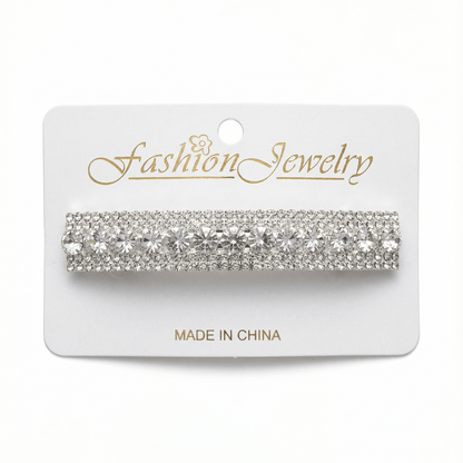 Alpha 55 Pince plate strass large argent – Élégance brillante