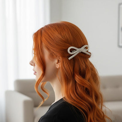 Alpha 55 Pince plate strass nœud brillant – Accessoire cheveux chic