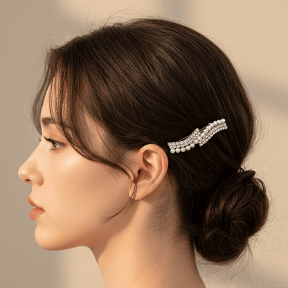 Alpha 55 Pince plate strass perles – Accessoire cheveux élégant