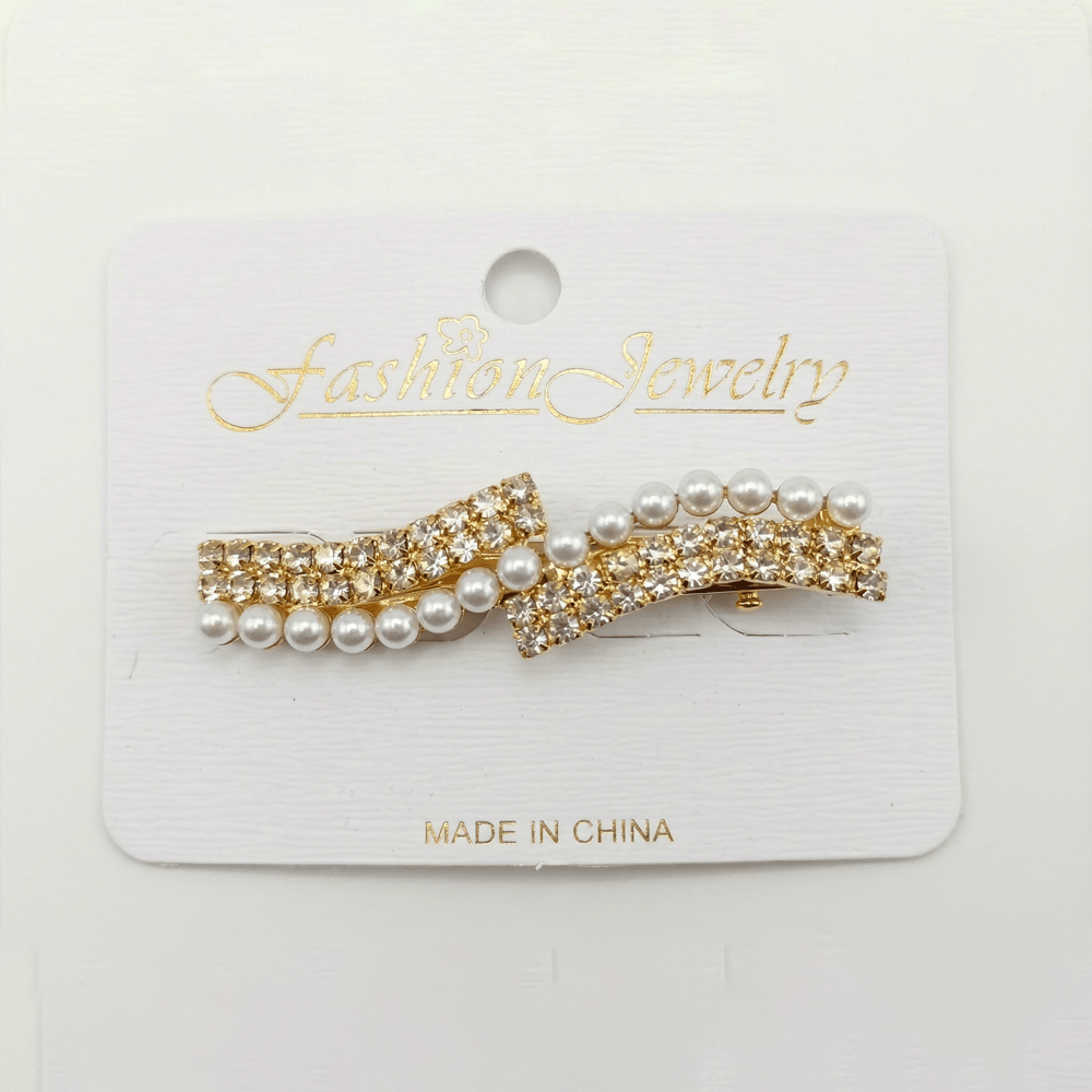 Alpha 55 Pince plate strass perles – Accessoire cheveux élégant