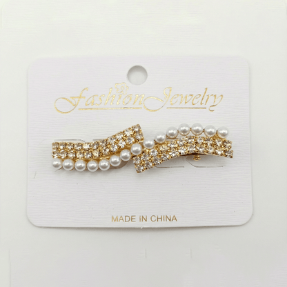 Alpha 55 Pince plate strass perles – Accessoire cheveux élégant