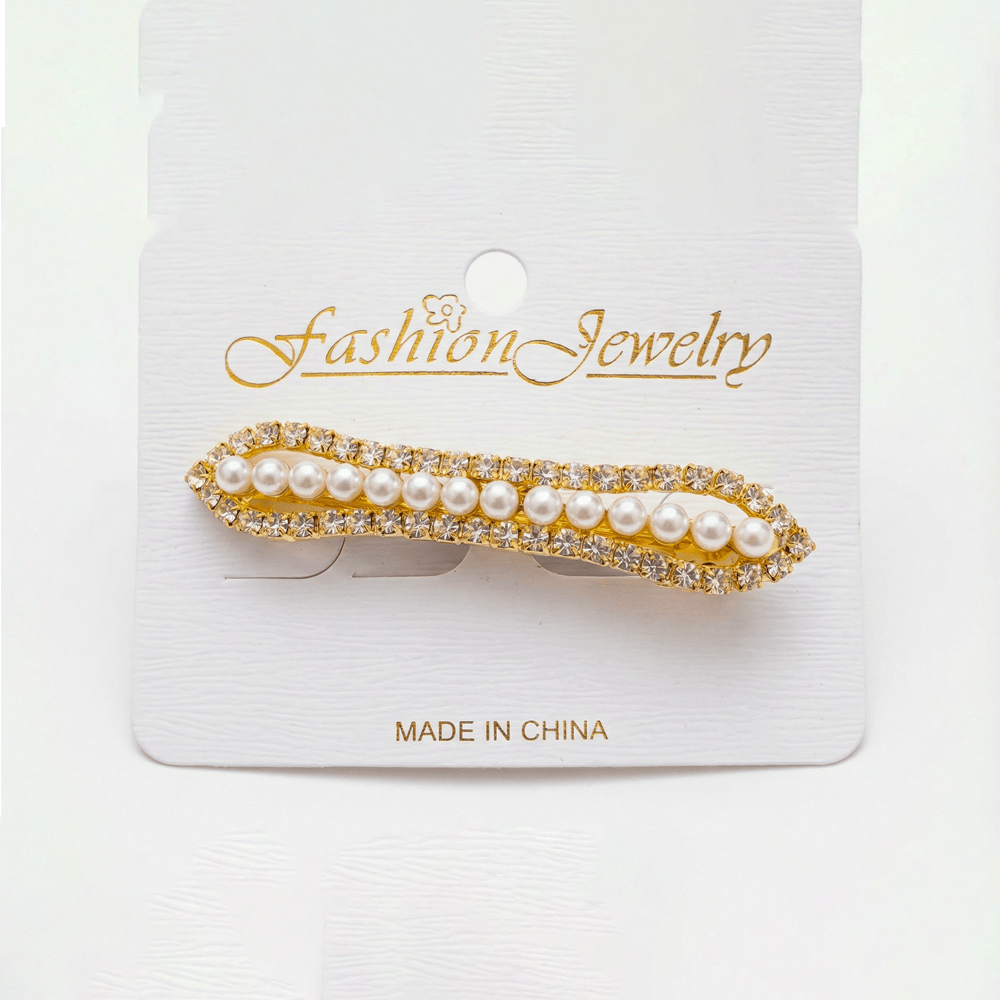 Alpha 55 Pince plate strass perles – Accessoire cheveux élégant